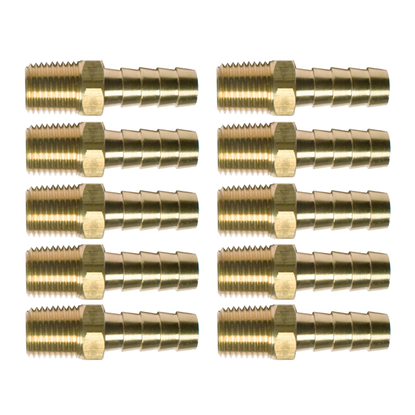 49488 – 1/4寸 黄铜 软管倒刺接头 – 10只装